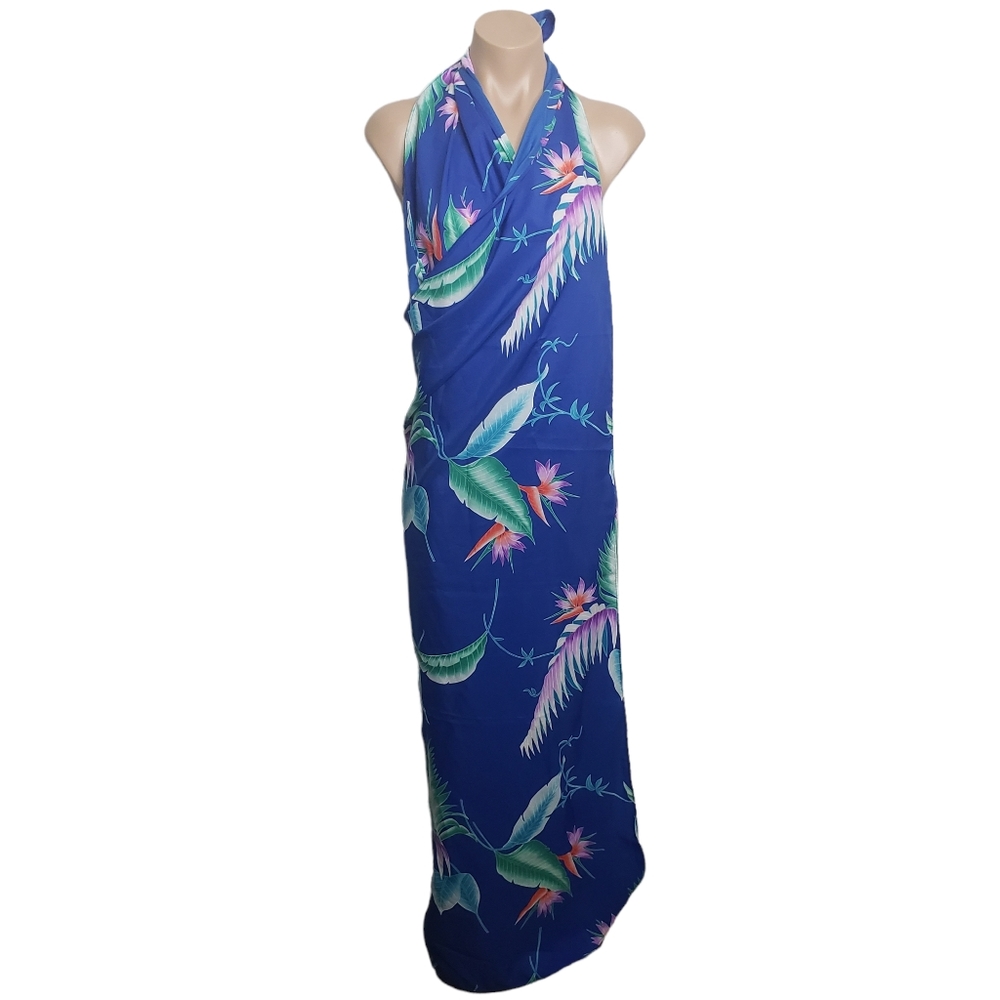 Andrade Resort Vintage Hawaiian Floral Birds of Paridise Sarong Swim Cover Up